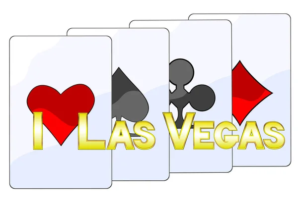 Spelkort Och Las Vegas Logo Vit Bakgrund — Stock vektor