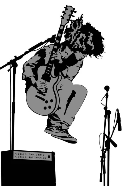 Musician Guirar Rock Style White Background — Stock Vector