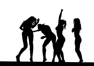 Bikinili kızlar disko partide dans