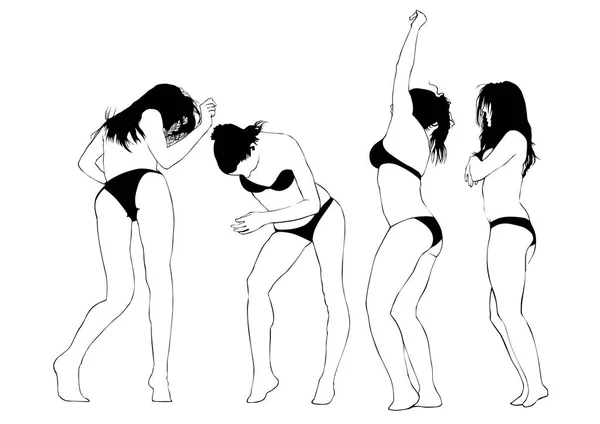 Dívky Bikinách Tančí Disco Párty — Stockový vektor
