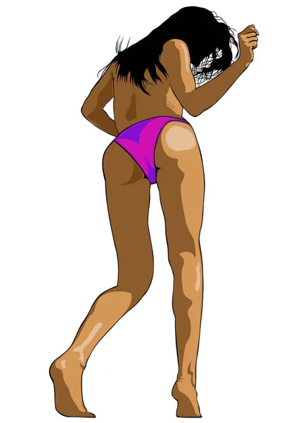 Gadis Dalam Tarian Bikini Pesta Disko - Stok Vektor