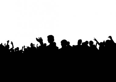 Beyaz zemin üzerinde bir konserde kalabalık