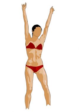 Bikinili kızlar disko parti beyaz arka plan üzerinde dans.