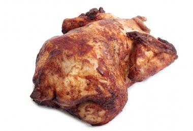 beyaz zemin üzerine çiğ tavuk et parçası