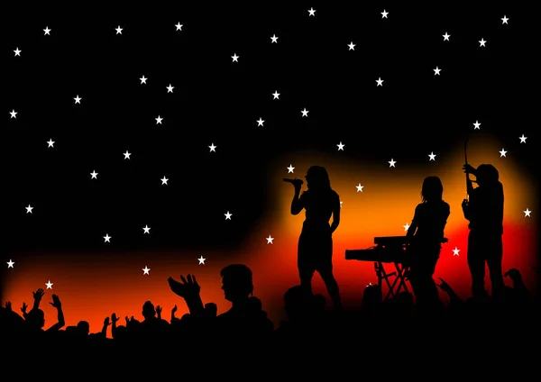 Musical Group Concert Stage White Background — Stock Vector