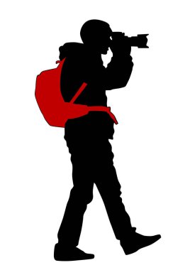 beyaz zemin üzerinde bir kamera ile adam