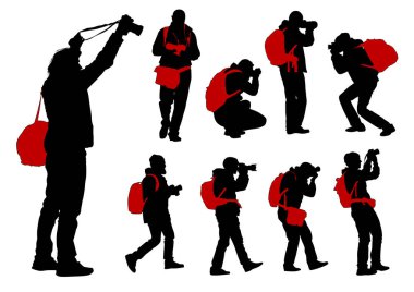 beyaz zemin üzerinde bir kamera ile adam