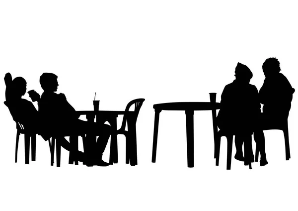 在白色背景上的城市咖啡馆的人 — 图库矢量图片