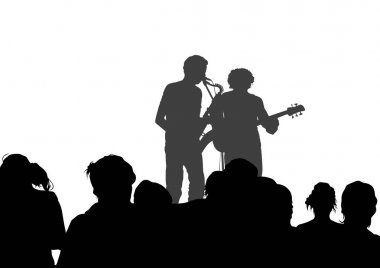 Konser, caz müzik ve kalabalıklar insanların