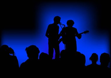 Konser, caz müzik ve kalabalıklar insanların