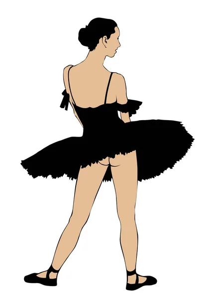 Joven Bailarina Ballet Con Vestido Artístico Sobre Fondo Blanco — Vector de stock
