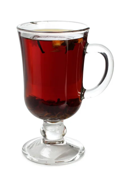 Black Tea Glass Cup White Background — Stock Photo, Image