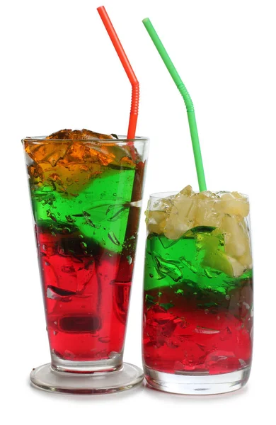 Alkoholische Cocktails Und Früchte Glasgläsern Auf Weißem Hintergrund — Stockfoto
