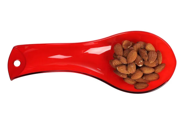 Nueces Semillas Para Comer Cuchara Sobre Fondo Blanco —  Fotos de Stock