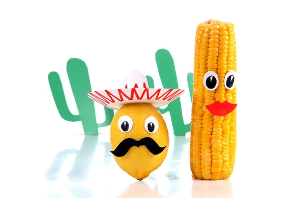 Lemon Corn Form Mexican Toys White Background — Stock Photo, Image