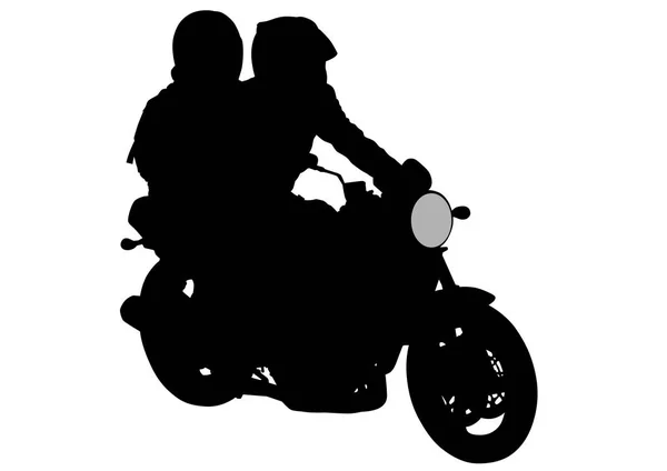 夫妇在摩托车上的人在白色背景 — 图库矢量图片
