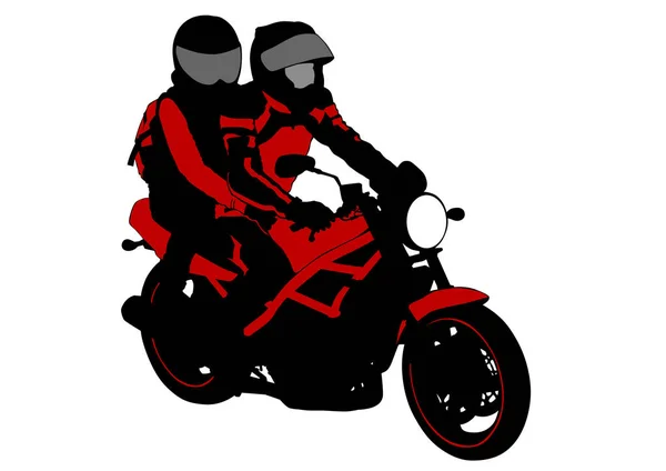 Paare Motorrad Auf Weißem Hintergrund — Stockvektor