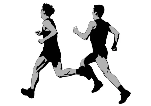 Sportolók Sportos Egységes Futás Maraton Fehér Alapon — Stock Vector