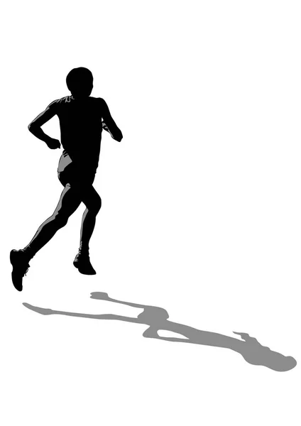 Sportovci Sportovní Uniformě Běží Maratón Bílém Pozadí — Stockový vektor