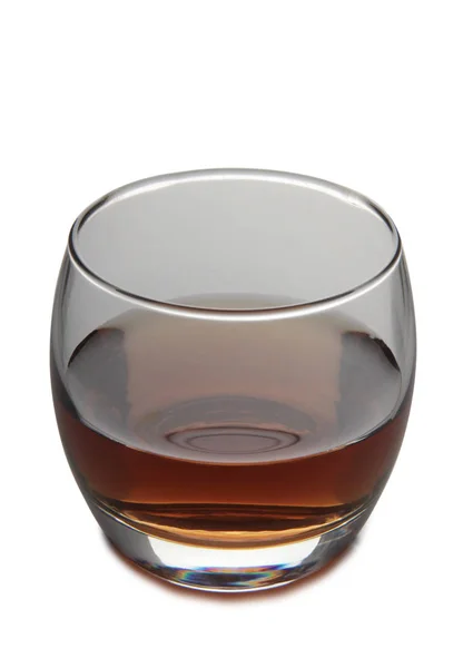 Glas Met Brandy Cognac Witte Achtergrond — Stockfoto