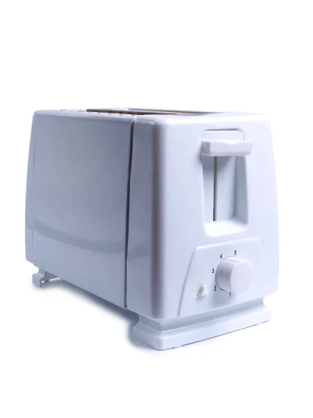 Zwei Scheiben Brot Toaster Ein Weißer Hintergrund — Stockfoto