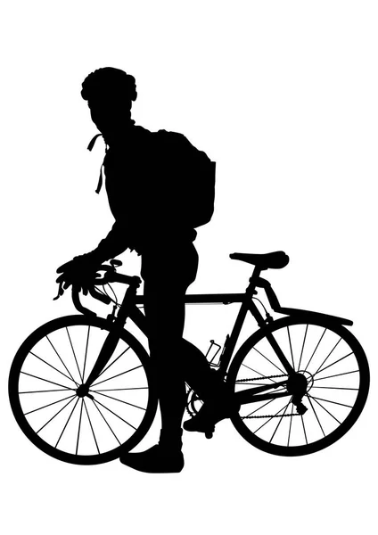 Sport Homme Whit Vélo Sur Fond Blanc — Image vectorielle