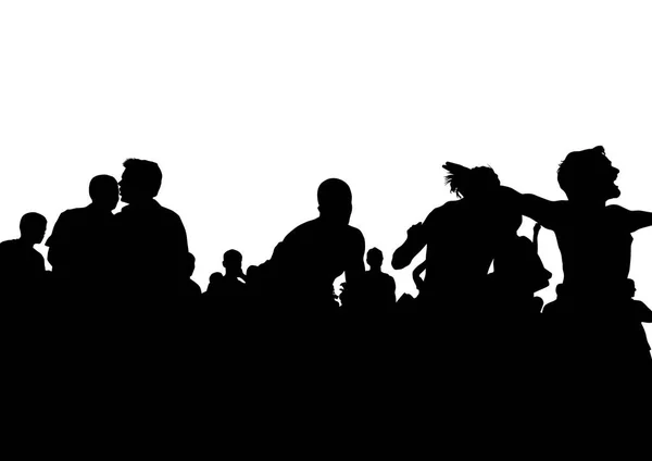 白い背景の上のコンサートでの観客の群衆 — ストックベクタ