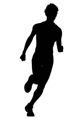Sporcu kadın sportif bir üniforma içinde beyaz bir arka plan üzerinde maraton
