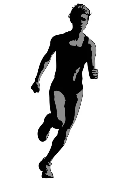 Athletes Women Sporty Uniform Running Marathon White Background — Stock Vector