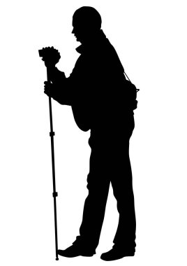 Beyaz zemin üzerinde bir kamera ile adam