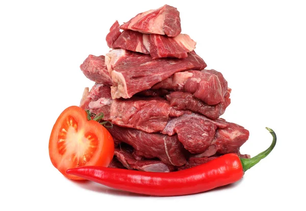 Carne Fresca Cruda Sobre Fondo Blanco — Foto de Stock