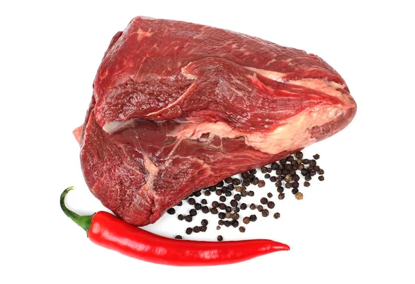 Fresh Raw Meat Pepper White Background — Stock Photo, Image