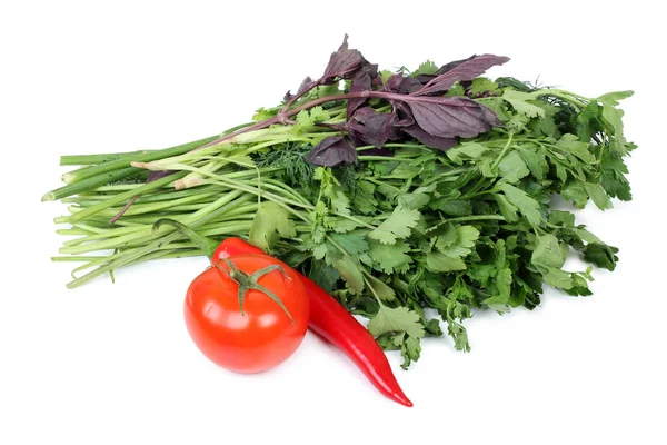 Tomaten Und Paprika Auf Weißem Hintergrund — Stockfoto