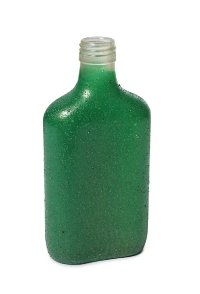 Зеленая Стеклянная Колба Виски Белом Фоне — стоковое фото