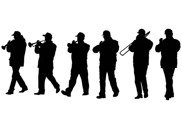 Beyaz Arka Plan Üzerinde Resmi Geçit Askeri Müzisyenler — Stok Vektör