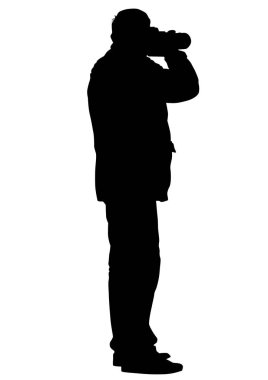 adam beyaz zemin üzerinde bir fotoğraf makinesi ile