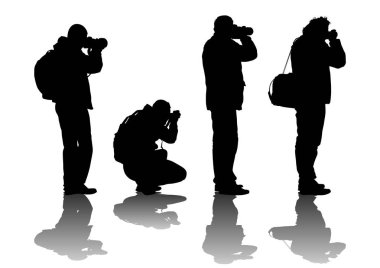 adam beyaz zemin üzerinde bir fotoğraf makinesi ile