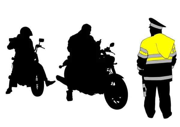 Gamla Retro Cykel Och Trafik Polisen Vit Bakgrund — Stock vektor