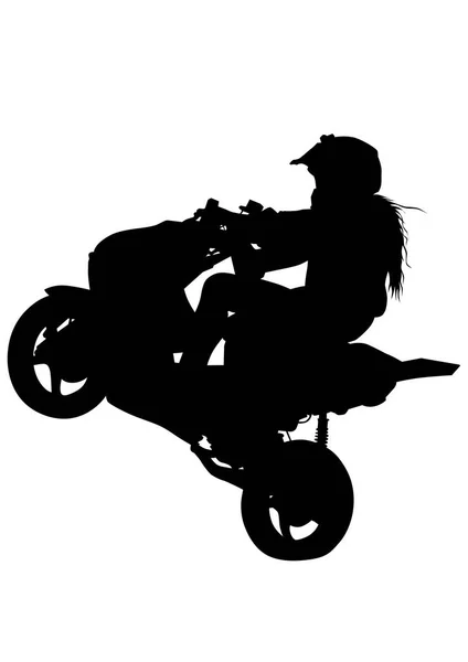 Girl Sport Motor Bike White Background — Stock Vector