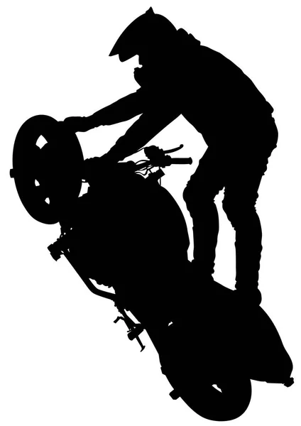 Sport Motor Cykel Och Man Vit Bakgrund — Stock vektor
