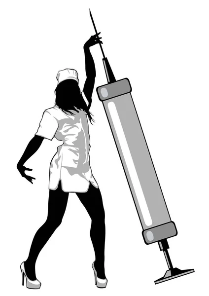 Belle Infirmière Uniforme Sur Fond Blanc — Image vectorielle