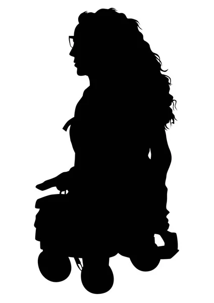 Femme Fauteuil Roulant Sur Fond Blanc — Image vectorielle