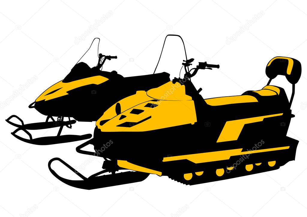 Modern sport snowmobile on a white background