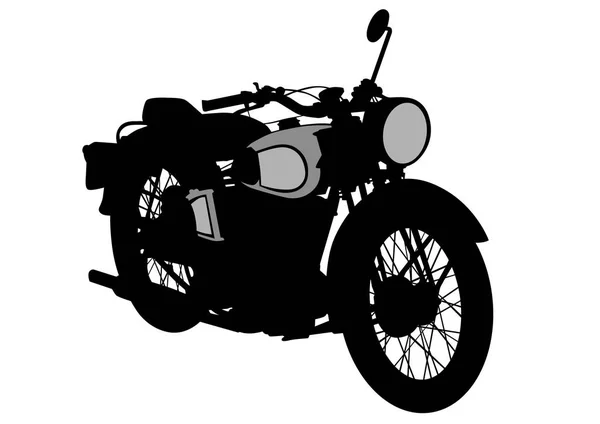 古い大きなバイクと白い背景上のドライバー — ストックベクタ