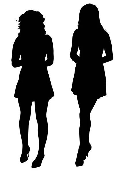 Hermosas Chicas Ropa Moda Sobre Fondo Blanco — Vector de stock