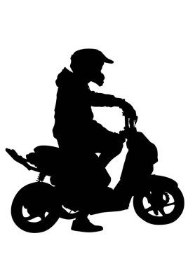 Spor motorlu scooter ve adam beyaz arka plan üzerinde