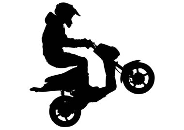Spor motorlu scooter ve adam beyaz arka plan üzerinde