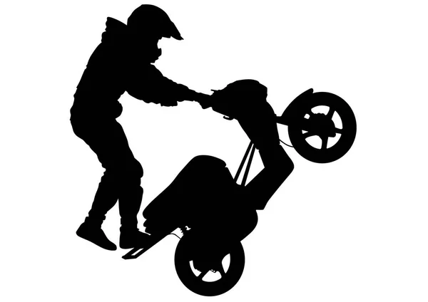 Spor Motorlu Scooter Adam Beyaz Arka Plan Üzerinde — Stok Vektör