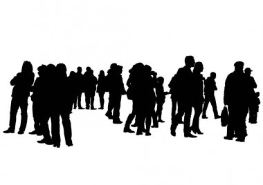 Beyaz arka plan üzerinde büyük kalabalıklar kişi