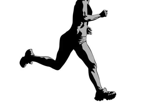 Athletes Sporty Uniform Running Marathon White Background — Stock Vector